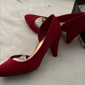 CL by Laundry Red Elegant Suede Heels